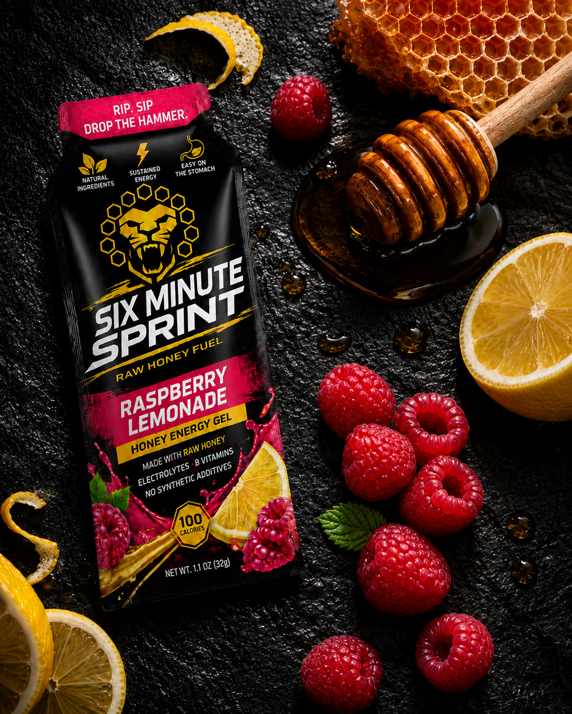 Fresh raspberries and lemon — the flavor sources